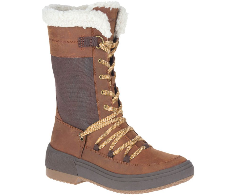 Merrell Boots Brown - Haven Tall Lace Polar Waterproof - Womens 68PNXCAML